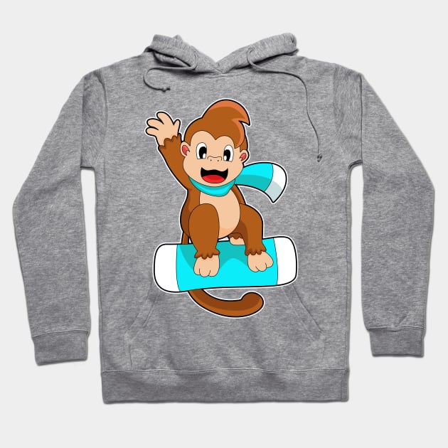 Monkey Snowboard Winter sports Hoodie by Markus Schnabel